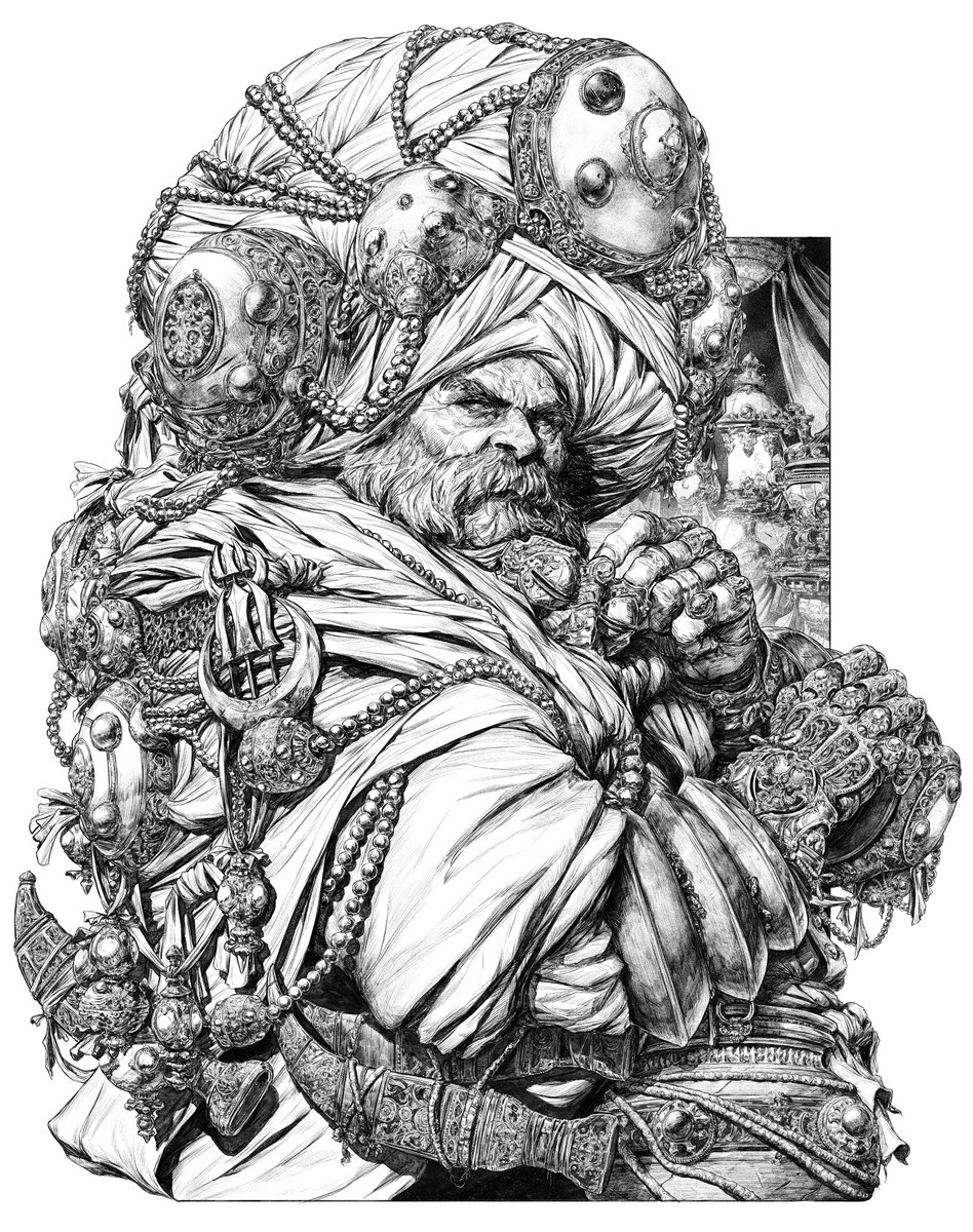 DaveRapoza's tweet photo. So happy to finish this, he's a Sikh inspired character concept I did to play with mixing cultures and adapting them into a Final Fantasy 9 type aesthetic but with more realism https://t.co/RnWI6W2aZy