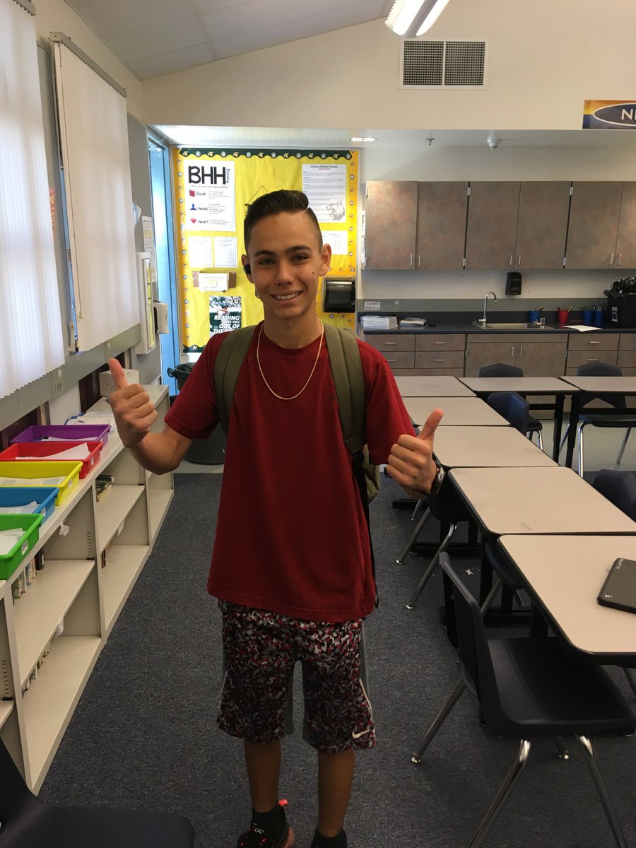 rcsdchilton's tweet photo. This student came in early and worked hard helping Mr. Fry rearrange the desks in his classroom for CAASPP testing. #WeRChilton https://t.co/R8J1urUvRD