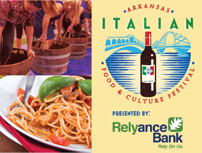 relyancebank's tweet photo. Ciao! Come wine, Come all! Visit Relyance Bank for 2 for 1 tickets to The Arkansas Italian Food and Culture Festival!#demonstrationtent #SauceCompetition
#ARItalianFoodFest #ItalyinAR #NationalVolunteerWeek #WaitersRace https://t.co/MYZ4eryFPH