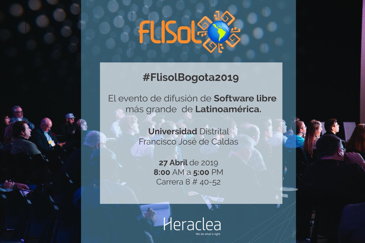 Heraclea will be present at the largest Open Source event in Latin America. Jesús Escalante, one of our Software Developers will be a speaker at the Application of neural networks in spatial analysis with R, which will start at 12:00 pm in room 301. #FLISOL2019 #heraclea