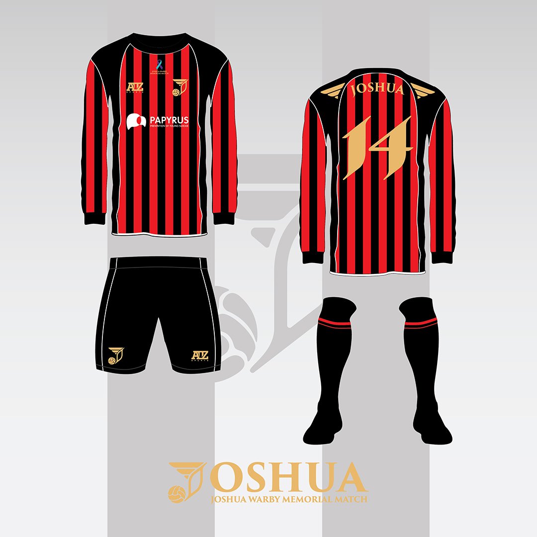 alexhurstdesign's tweet photo. After losing his nephew Joshua, my friend and his family set up a #charityfootballmatch in his memory to raise money and awareness for @PAPYRUS_tweets and #SuicidePrevention. I was asked to #design an #emblem and kit but it became a little more...Check out my website for more... https://t.co/NAQYbA4s2q