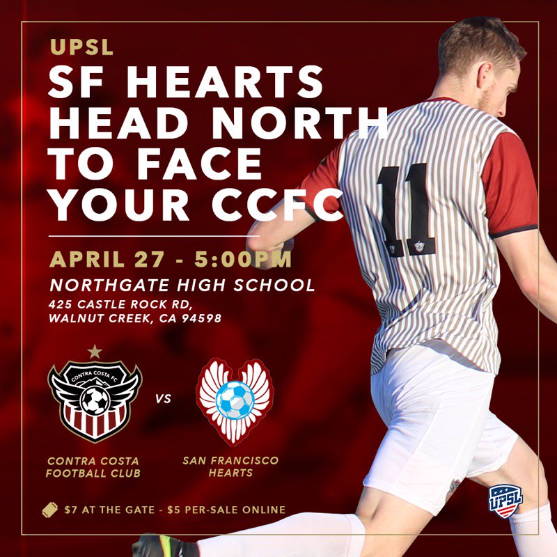 Contra Costa FC is back in a @UPSLsoccer Wild West Division showdown this Saturday at 5:00pm #UniteTheCommunityInspireTheFuture #WeAreCCFC