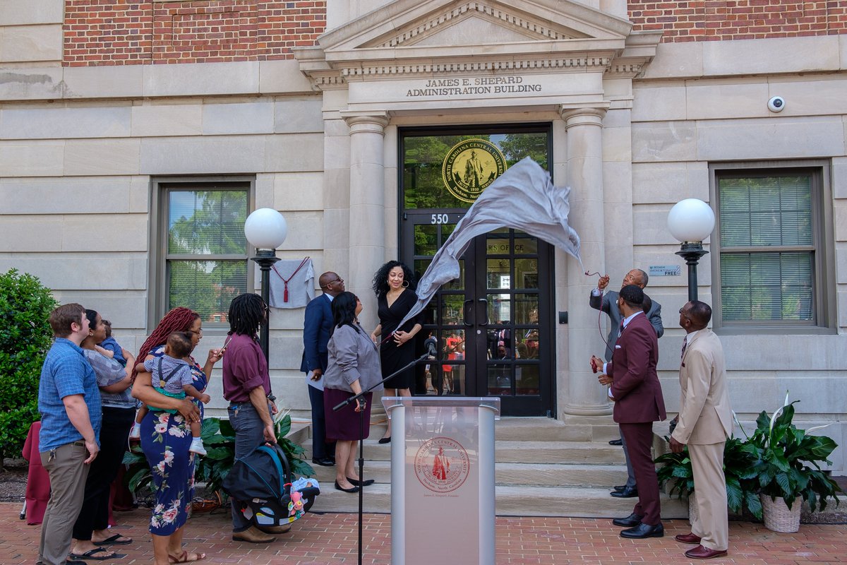 NCCU's tweet photo. Today, we’re celebrating #NCCU's historic administration building newly-renamed James E. Shepard Administration Building. https://t.co/88oGKqtiuN