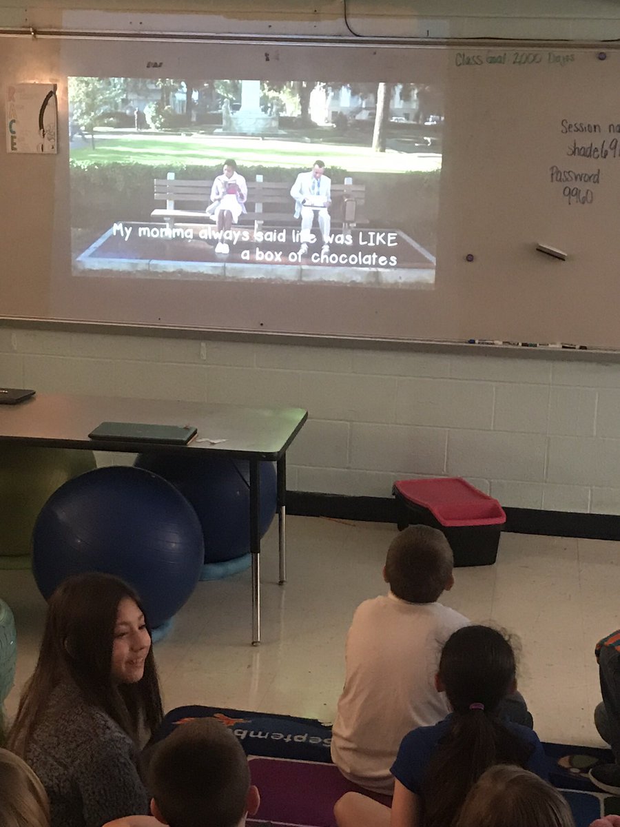 BethBartley3's tweet photo. Teaching figurative language with pop culture! #thirdgrademustangs #ncnov8 #NCfinishesSTRONG #NPossible https://t.co/KN7LbBJlCG