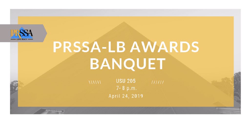 CSULBJPR's tweet image. Hey JPR students! Join us at the PRSSA-LB Awards Banquey tonight! You will have the opportunity to network and win prizes. Awards will be given out to recognize outstanding PRSSA-LB members. We are so excited and can’t wait to see you there! #PRSSALB #CSULBJPR