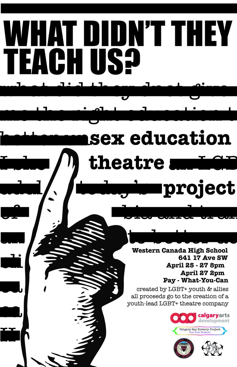 kevinjesuino's tweet photo. TEENS TEACH ADULTS SEX EDUCATION
What Didn't They Teach Us: The Sex Education Theatre Project
https://t.co/auMBPS48EV
#LGBT #LGBTQSquad #GSA
#QueerKidsAB
#safeAB @albertateachers @Alberta_UCP @albertaNDP #AbLeg https://t.co/4Hxydmj8av