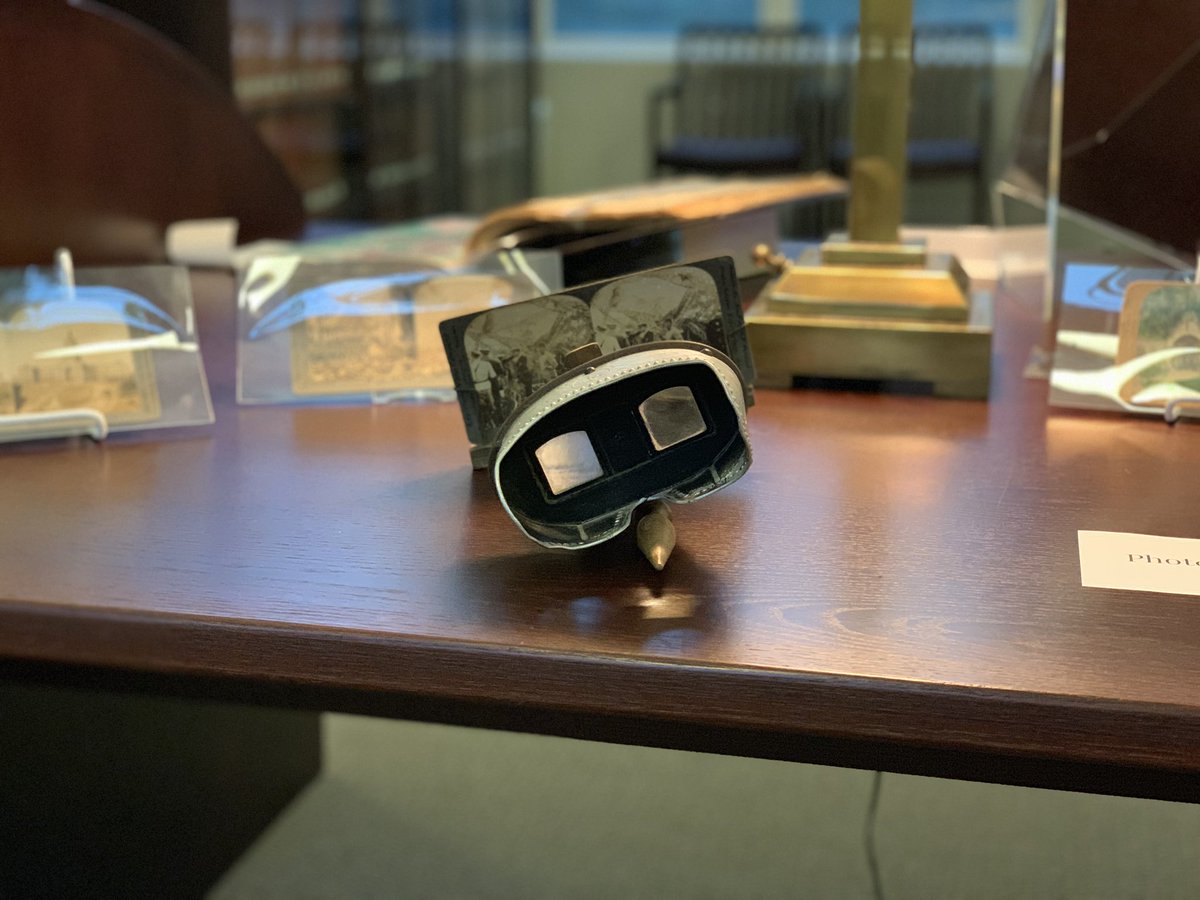 SUspeccoll's tweet photo. Open House today until 5pm. Come check out some of our collections including viewing stereoscope cards from our photograph archive. #besouthwestern https://t.co/aTUf2anqXq