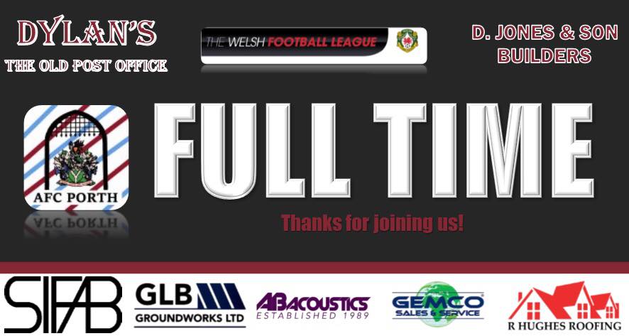 <a href="/AFCPorth/">AFC Porth</a> 2
<a href="/Caerau2/">Caerau Football Club 2019</a> 2
glut of chances missed inc a pen.
Fair play to visitors it wasn't pretty at times, but they scored arguably the goal of the game and deserved their spoils good luck to a smashing bunch of lads.
#lookingovertheshoulderagain 
#needstartpickinguppoints