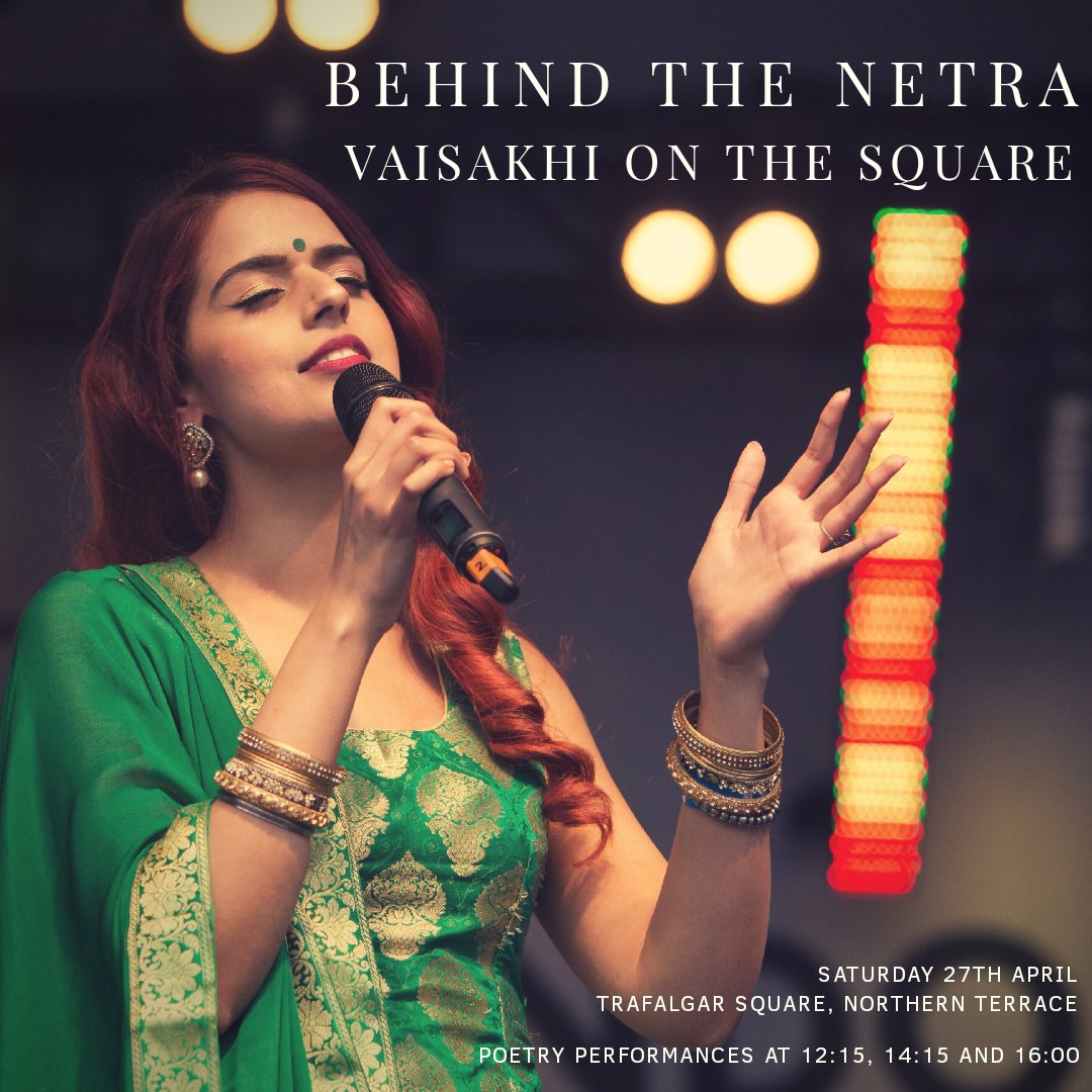 behindthenetra's tweet photo. This Saturday make your way over to Vaisakhi on the Square 2019 🌸

You can catch my poetry performances on the Northern Terrace at Trafalgar Square (at the top of the stairs in front of the National Portrait Gallery) at 12:15, 14:15 or 16:00 🤗

#VasaikhiLDN19 #Vaisakhi2019 https://t.co/8HwXanhIXX