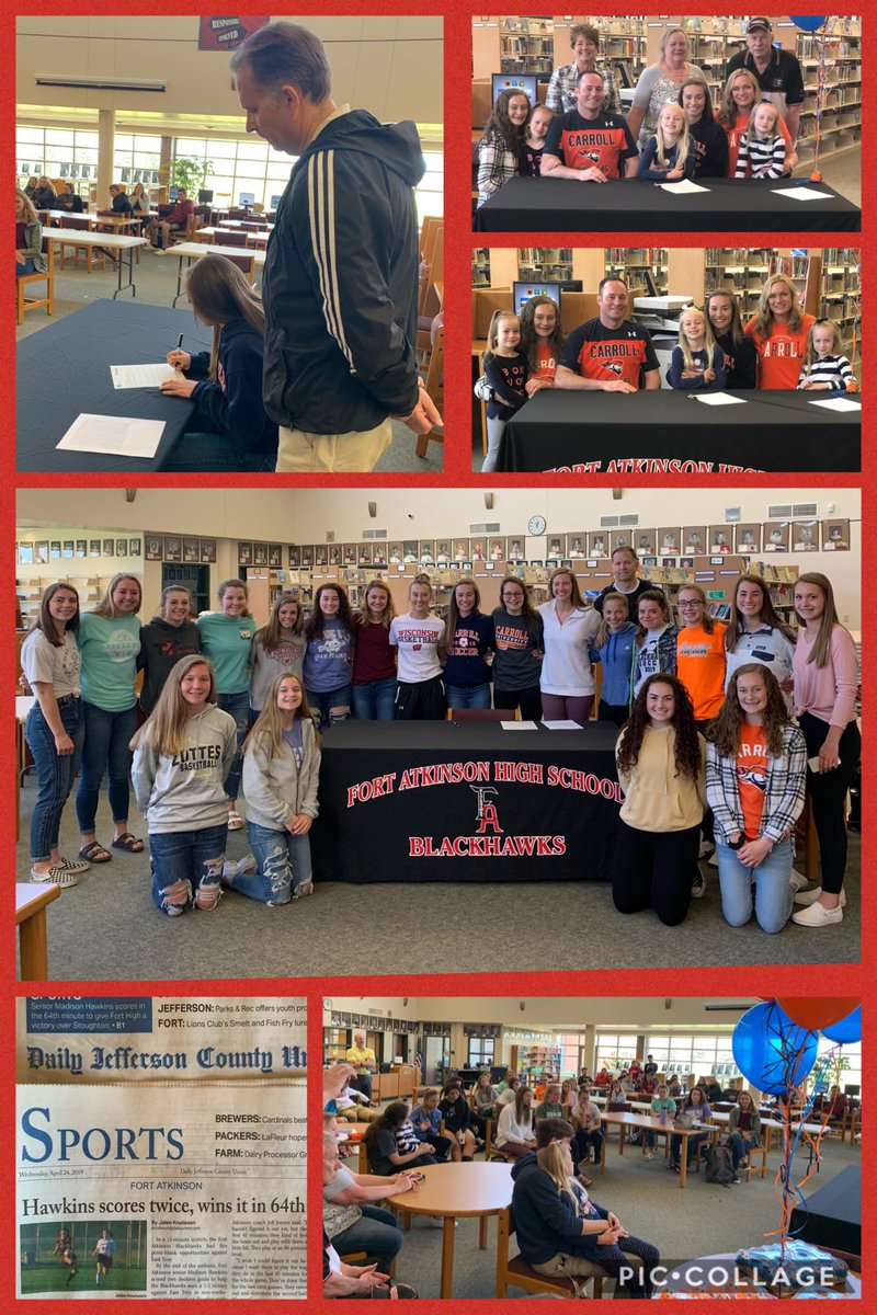 LisaHawkinsLIFE's tweet photo. Exciting day celebrating Maddy signing her letter of intent to continue playing soccer @ Carroll University! #GoPios @CarrollWSoccer @pio_athletics https://t.co/FY5YAfnF4C