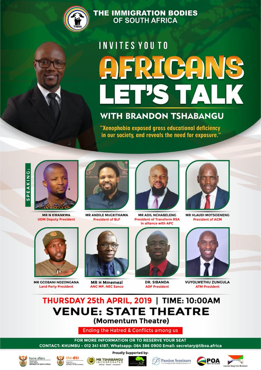 UDM_NMB's tweet photo. Let's support @UDmRevolution Honourable Deputy President, Cde @N_Kwankwa tomorrow at 10:00AM with @brandon8002 on #AfricaLetsTalk at @StateTheatreSA.
The #UDM is able and ready to take it's seatΒ in the centre stage of governance.
#VoteUDM #UDMRoadTo2019 #Elections2019 π π β€οΈ https://t.co/9oE55PWWJJ