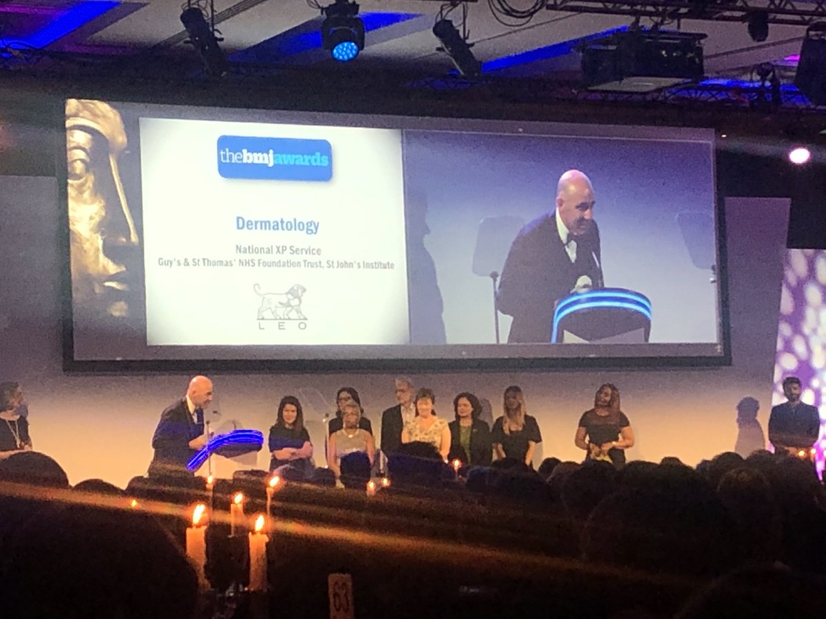 A very well deserved award for the Dermatology team of the year to the <a href="/GSTTnhs/">Guy's and St Thomas'</a> National XP service team #theBMJAwards @HealthySkin4All