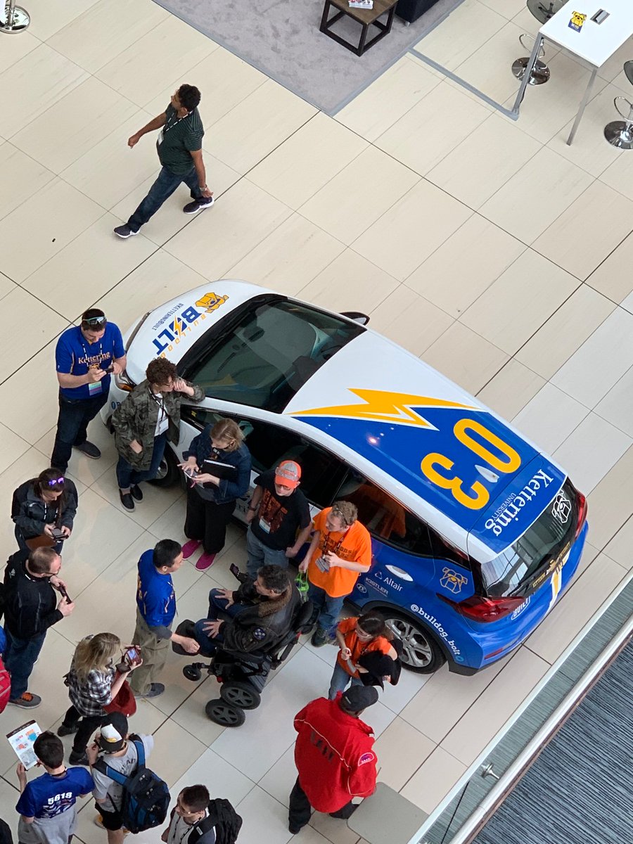 Dean Kamen (seated on his iBot) visits the <a href="/KetteringU/">Kettering University</a> Student Lounge &amp; the world famous <a href="/bulldog_bolt/">Bulldog Bolt</a> at <a href="/FIRSTweets/">FIRST</a> Worlds in Detroit! #GoProAtKettering