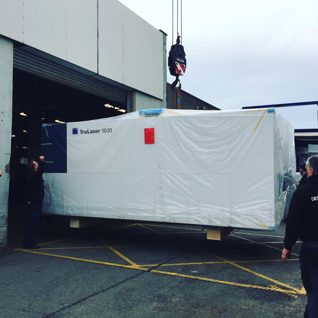 _designdisplay's tweet photo. Amazing day, 
we took delivery of a brand new fiber laser machine from market leaders @TRUMPF_News based in Stuttgart, Germany. This latest investment will increase productivity in a significant manner. Watch this space! https://t.co/rI7qbj3g3w