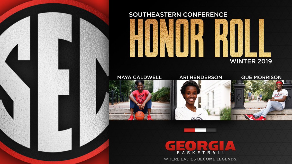 UGA_WBB's tweet photo. Excellence on the court and in the classroom—that's #TheGeorgiaWay.
Congratulations Maya, Ari, and Que! 🏀🎓
#GoDawgs | #CommitToTheG https://t.co/qazgdiU446