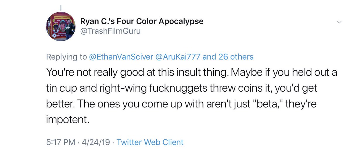 This piece of human garbage has been harassing me and my little brother for a year now, stalking my family, tormenting my indiegogo backers and calling me a beggar.
Lo and behold. SJWs always project.
Ryan, go get a job and leave me alone. 🤷♂️🐸🌈