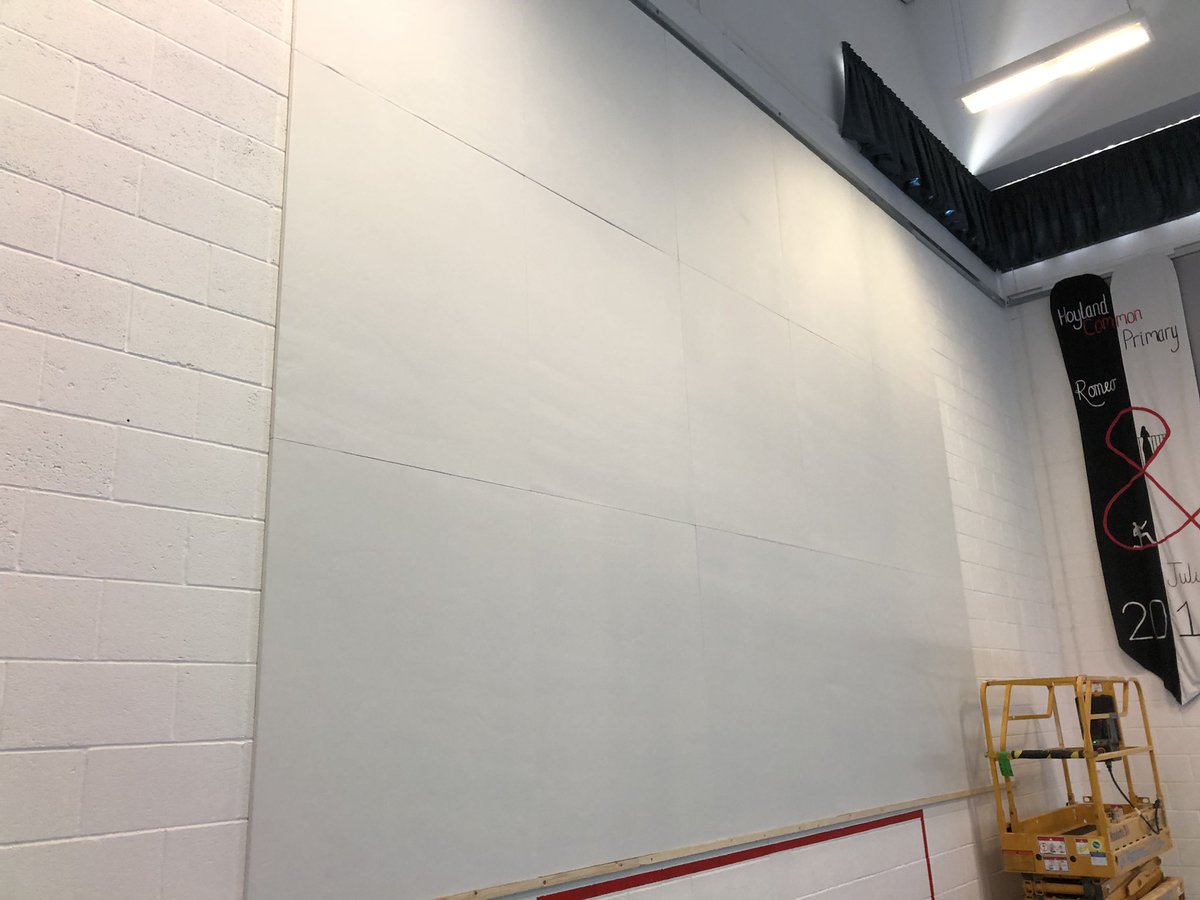 Education_IT's tweet photo. Applying the new 3x5 acoustic tile configuration one row per day to allow the flame retardant adhesive drying time before applying the weight of the next row above #DisplayBuilding #HCPS https://t.co/CmSqm37WWq