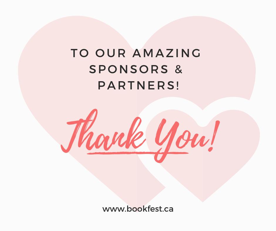 To all our amazing sponsors - thank you! We'll be holding a weekly Sponsor Spotlight on Facebook to show our appreciation. #bookfest