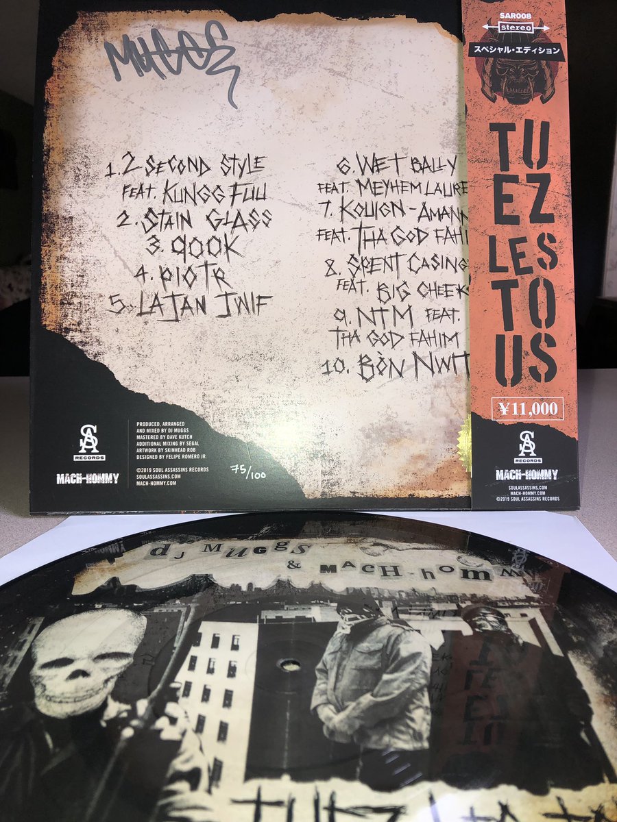 fadeawaybarber2's tweet photo. Had a dope #VinylMailDay &amp; got the 2nd of 3 different #TuezLesTous vinyl I preordered by Mach-Hommy &amp; @DJ_Muggs 💀🔥The pic disc vinyl turned out amazing! Every vinyl/merch I buy from Muggs &amp; his Soul Assassins brand is always high quality💎Love this album. Salute Mach &amp; Muggs🙏🏼 https://t.co/AuzoMV61Rh