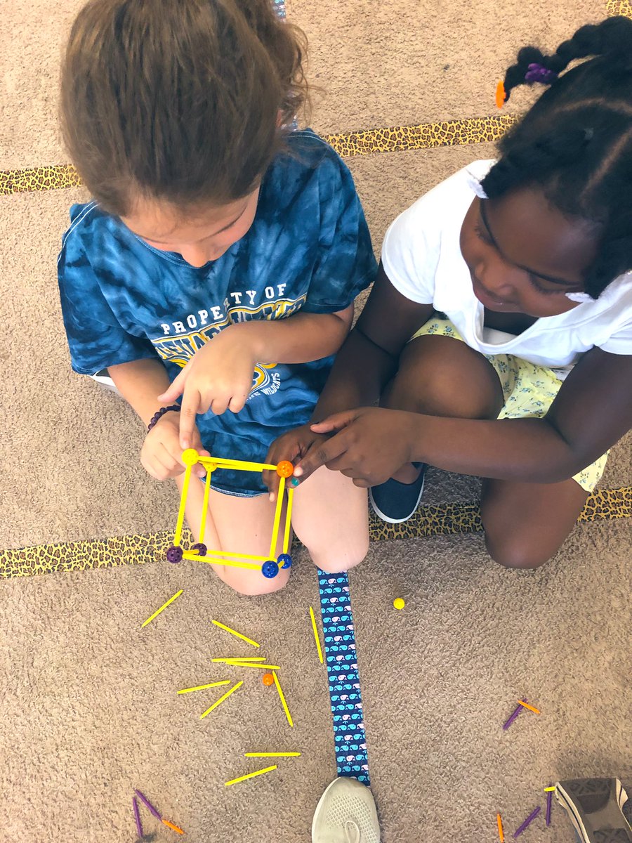 Counting vertices is a whole lot easier when you get to build the cube first! We love using manipulatives to build a concrete understanding of math concepts, like counting edges, vertices, and faces in #geometry! #mathgames #secondgrade #collaborate #create #LCPS19