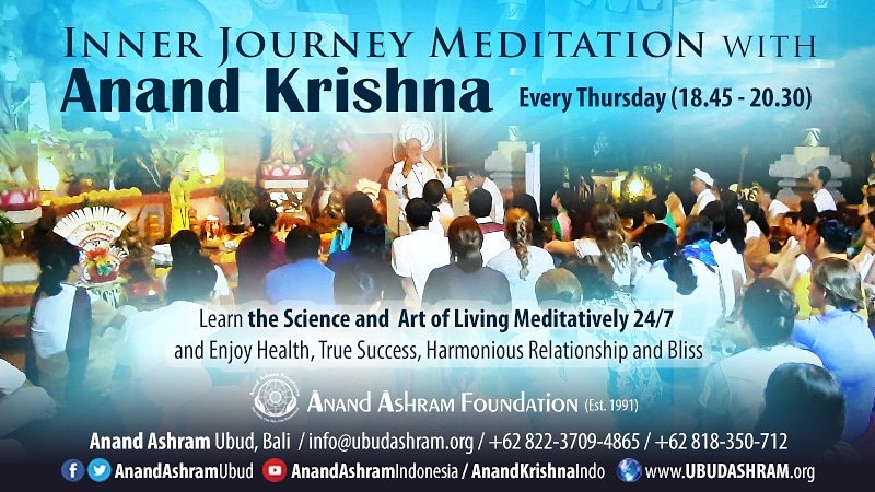 AnandAshramUbud's tweet photo. The moment we turn within & undertake #InnerJourney, that very moment the search for happiness ends. ~ @Anand_Krishna_
Join us this evening #InnerJourney #Meditation #Thursday #April25th 2019 at 6.45pm @AnandAshramUbud #Ubud #Bali https://t.co/oXbmdTCwEk