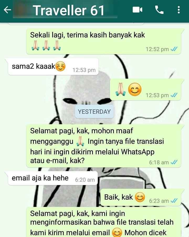 diterjemah's tweet photo. testimoni dari Traveller 61 😊 are you our next traveller? 😀 give us a call to become part of our journey. #testieunoia #jasaterjemahan #translator #penerjemah #jasaterjemahmurah #jasaterjemahvideo #jasaterjemahartikel #jasaterjemahjurnal #jasaterjemahcepat #jasaterjemahbrosur https://t.co/sSkVZOv1U5