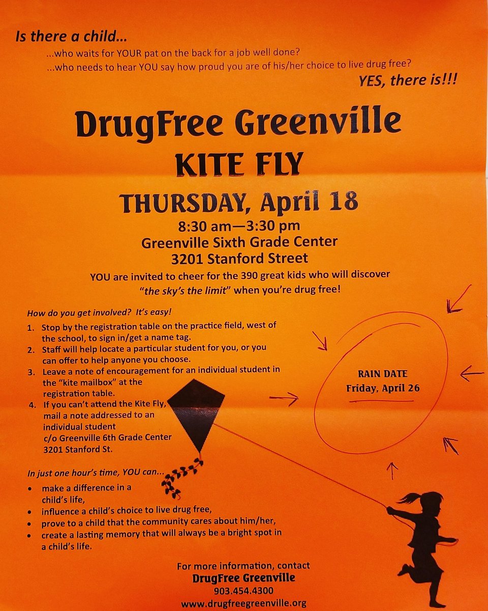 shellymomof275's tweet image. Just a reminder that the "Kite Fly" is this Friday, April 26, 2019. We were rained out last Thursday... Hope to see our mentors this Friday!