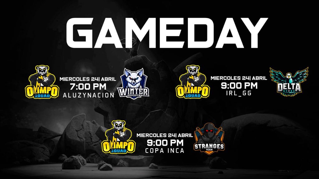 #CR | ¡PARTIDOS DEL DÍA!

Ésta tarde disputaremos 3 enfrentamientos, donde tendremos únicamente un objetivo.

¡Conseguir la victoria en cada uno de ellos!

🏆@TorneosAluzyCR 
🆚<a href="/WintereSportsGG/">Winter Esports</a> 

🏆@IRL1_GG 
🆚<a href="/DeltaStarsGG/">Delta Stars</a> 

🏆<a href="/CopaIncaLDD/">COPA INCA 🇵🇪</a> 
🆚@TeamStrangesPE 

#WeAreHere⚡️#GoOS