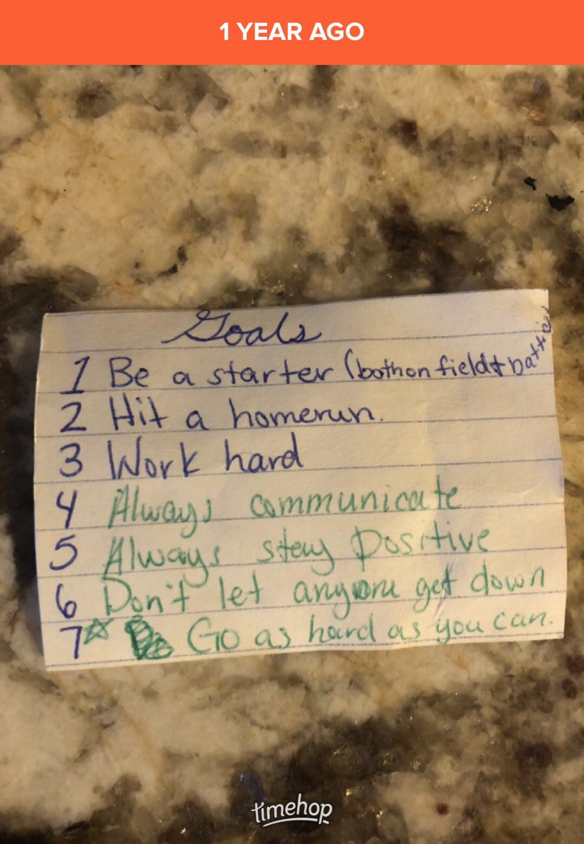 CrawfordEstela's tweet photo. This popped up on Timehop 1 yr ago. @RileyCrawford03 wrote down her goals from a year ago when she played on JV. Hard work does payoff!! Keep grindin! Time to get ready for playoffs tomorrow. Proud of you! ππ₯ #ladypanther #midlonation https://t.co/sgLoGM23rC