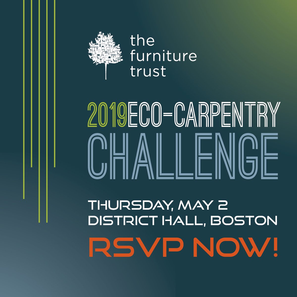 WHAT ARE YOU WAITING FOR?! RSVP now for the 2019 #ecocarpentrychallenge!! Thursday, May 2 <a href="/DistrictHall/">District Hall</a>!
thefurnituretrust.org/2019-eco-carpe…
#impact