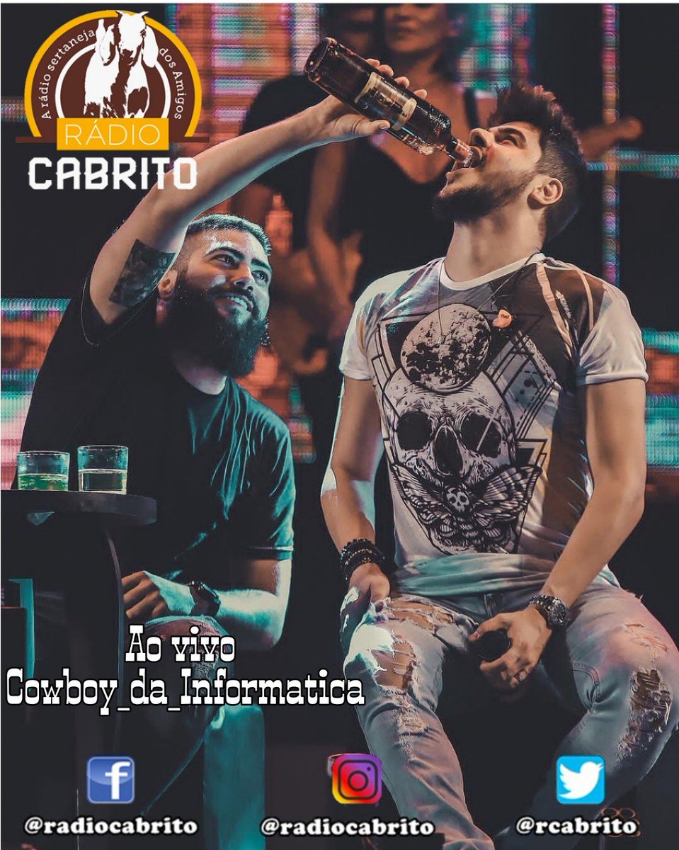 rcabrito's tweet photo. #BoaNoite #AoVivo #CowboydaInformatica #RC #ModaBoa #ChatTop #Tudo #PC #Celular #Tablet #RadioSertanejaDosAmigos
Rádio Cabrito - A Rádio Sertaneja dos Amigos #Béh 📻🐐
💻 https://t.co/2YLc6YLsze
🖥 Faces: https://t.co/vSnuIVfDun
https://t.co/z62JpiJhXz
📷 Instagram: @radiocabrito https://t.co/qW4tGttRPh