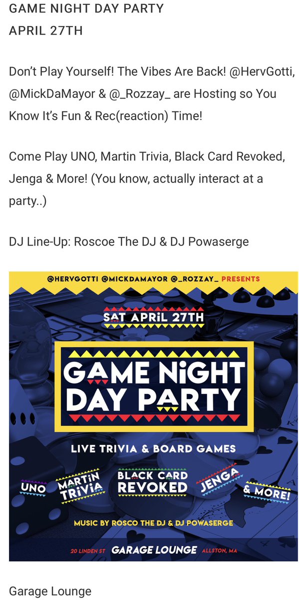 TheMUSEUMTv's tweet image. [THIS #SATURDAY!] Come Play #UNO, #MartinTrivia, #BlackCardRevoked, #Jenga &amp;amp; More! (You know, actually interact at a party..) Only $10. (CASH ONLY AT DOOR) Don’t Play Yourself! The Vibes are Back! 3p-9p on the Timing. This #Saturday! 🏛🌍 #TMTV #Boston tmtv.world/eventpromotion…