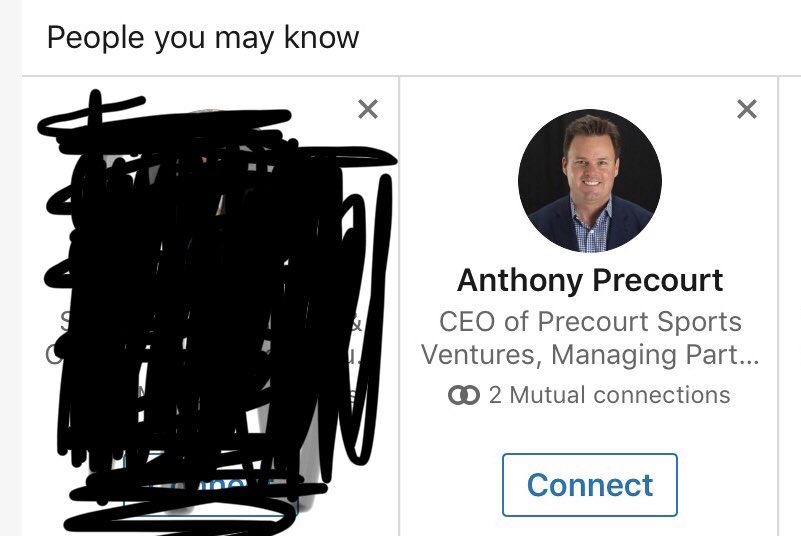 caitlan5's tweet photo. Hey @LinkedIn you need to fix your algorithms cause I don’t know or want to know this guy at all. #hesasnake #badforsoccer #anthonyprecourt https://t.co/RW2vRErPFT