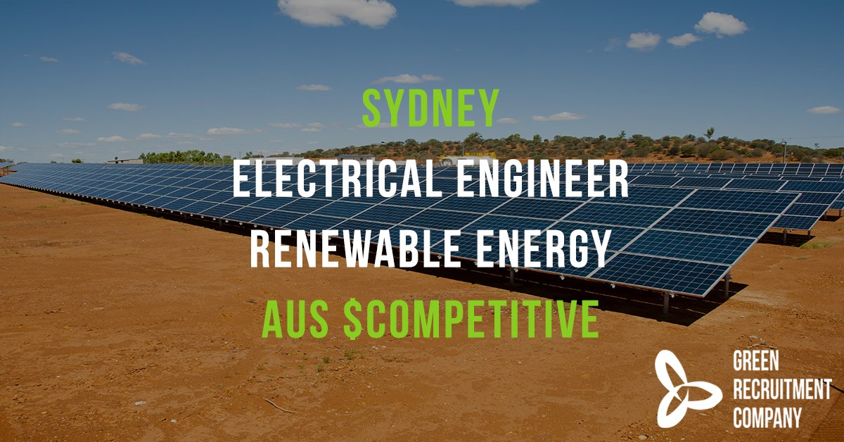 greenreccompany's tweet photo. We have a role for an Electrical Engineer focusing on #RenewableEnergy to be based in #Sydney #Australia - for more details and a job description please contact Tim Hall; tim@greenrecruitmentcompany.com #ConnectingGreenTalent #ElectricalEngingeering #CleanEnergy #CleanTech https://t.co/vL2KGCZ5lS