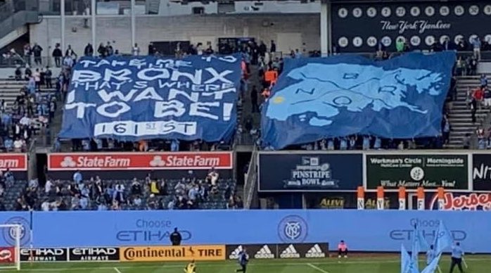 ThirdRailBronx's tweet photo. Tifo tonight #TRBX #BronxNight 🎨 😍 #NYCFC https://t.co/nOiNoJ3z1k