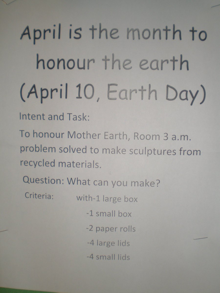 PjFast1's tweet photo. April is the month to honour the earth( Earth Day, April 10)  Room 3 a.m. made sculptures from recycled materials. Students creatively  problem solved as well, as this criteria  will show! https://t.co/MzbB44p0Wc