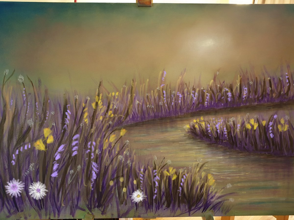 create_visualFX's tweet image. Oil on canvas hazey sun on a spring day. Work in progress. #fantasyart #oilpainting #spring #painting #creativity #suggestions welcome