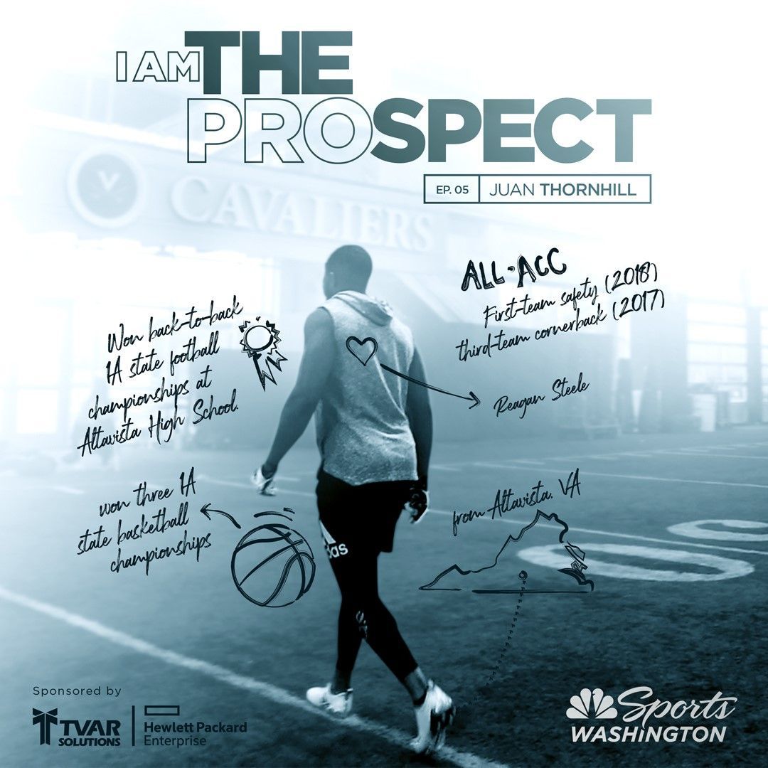 NBCSCommanders's tweet photo. A coaching change. An opportunity. Now @Juan_Thornhill is rising up draft boards. 😤

This is his story: https://t.co/xxMZC6vbcg (#IAmTheProspect x @TVARSolutions) https://t.co/CY12HmoOvS