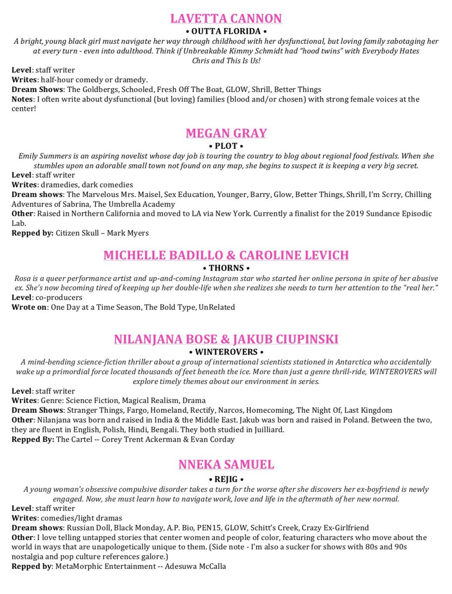 We4She's tweet photo. Check out some of the staffable women on this yearโs #WriteHerList!
for your shows looking for a gender-balanced staff! https://t.co/T6icnHOqDM