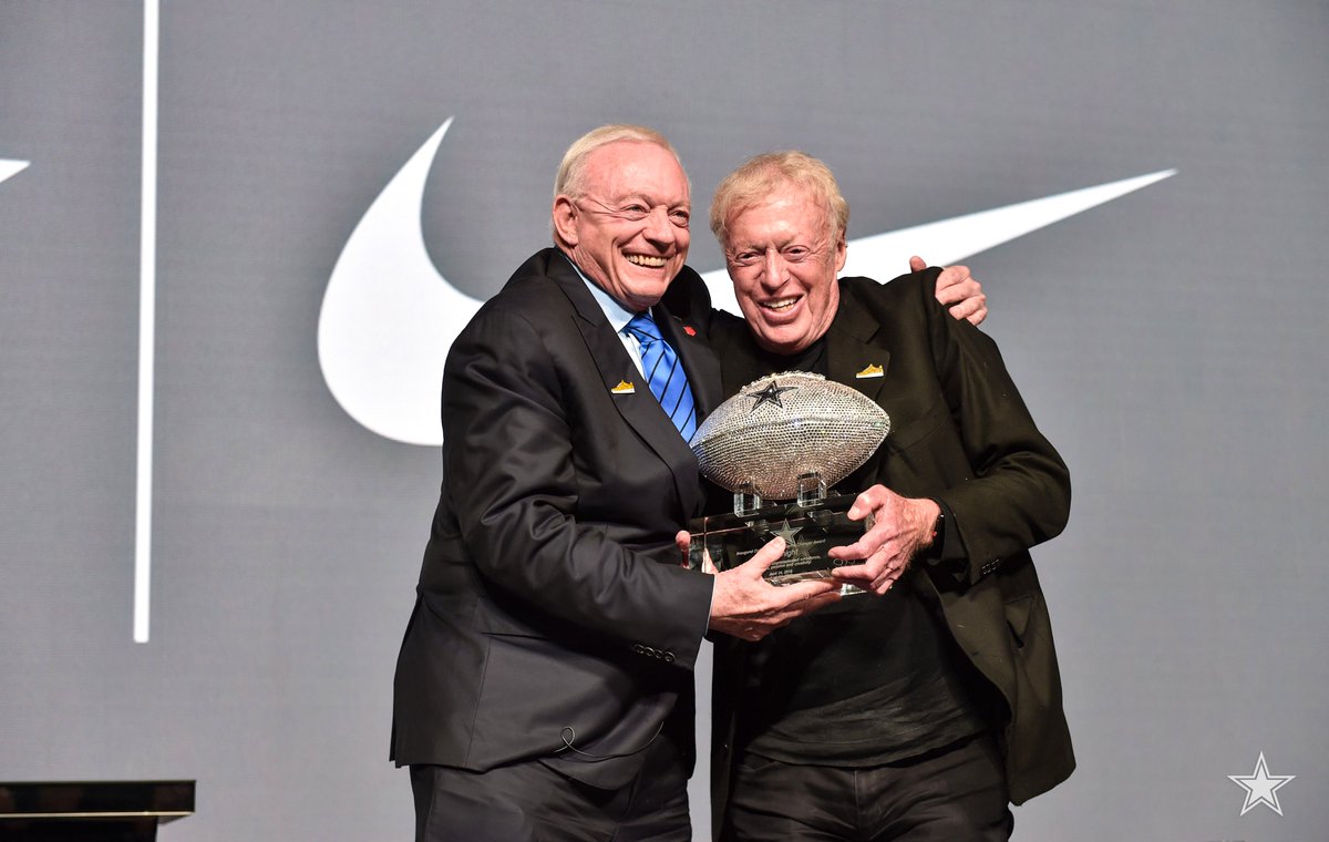 dallascowboys's tweet photo. Legendary day at @thestarinfrisco!
An exclusive event with Al Michaels’ moderating a historical conversation between Dallas Cowboys Owner, President &amp; GM, Jerry Jones and @Nike Co-Founder &amp; Chairman Emeritus, Phil Knight. https://t.co/m37N7FJrgY