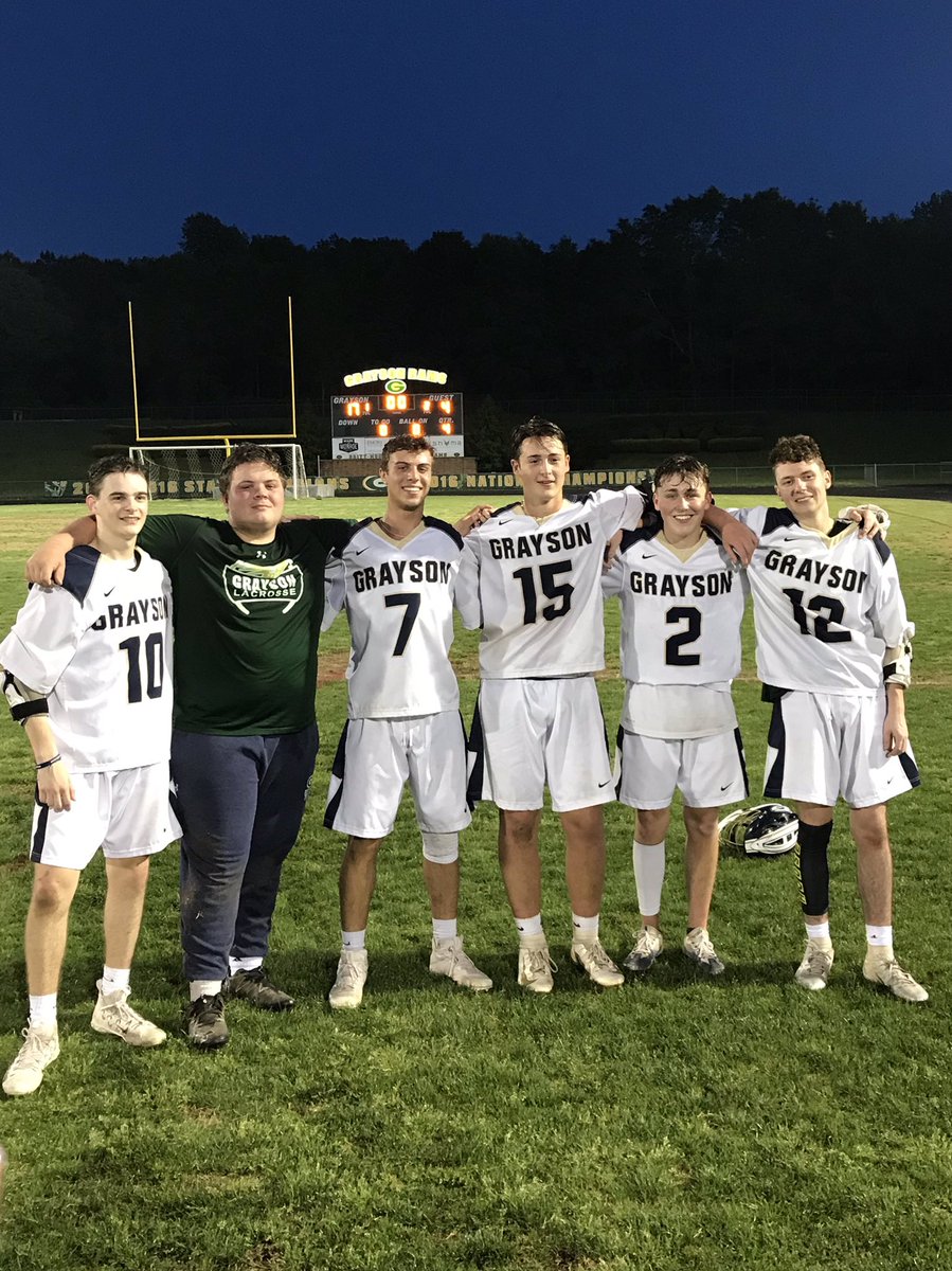 KeithMichelsen's tweet photo. @GraysonRamsLax @GraysonHSSports Senior Night for Grayson Lax. #2, #7, #10, #12, #15 &amp; #52 being celebrated. Playoffs next. https://t.co/Zo3qFdAWFx