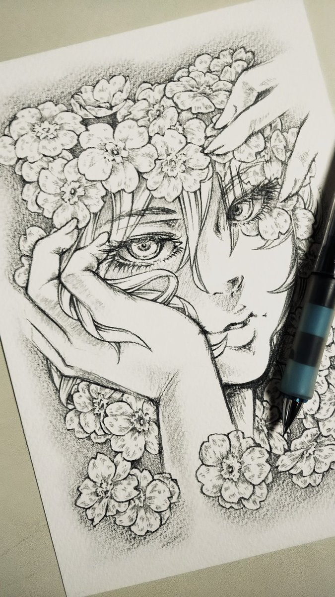 描き描き。

#イラスト #オリジナルイラスト #鉛筆画 #線画 #drawing #pencildrawing #花言葉 #languageofflowers 