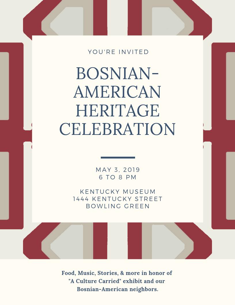 TheKYMuseum's tweet photo. Next Friday, May 3, 6-8pm is our Bosnian-American Heritage Celebration! There will be food, music, stories, &amp; more in honor of the closing of our community-curated A Culture Carried exhibit! Event is free &amp; open to the public. https://t.co/grTxCxxSmp

@wku @VisitBGKy @kyfolklife https://t.co/DXB1EL1Xit