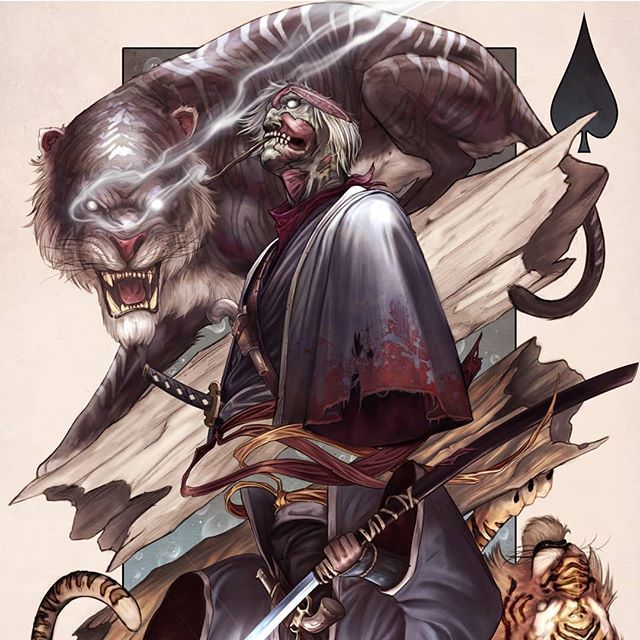 Realized i never posted the dead side of my samurai playing card. Whoops! Anyway, here he is in his smoky bloody goodness.

#instaartist #instaart #artist #illustration #digitalart #creative #drawing #art #fantasy #fantasyart #badass #smoking #samurai #c… bit.ly/2Vn9xWx