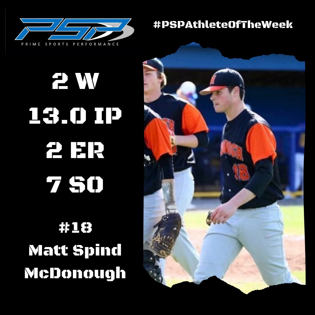 The #PSPAthleteOfTheWeek goes to Matt Spind (<a href="/Matt_Spind/">Matthew Spind</a>), his work on the bump helped lead McDonough to two MIAA conference wins, while also going 5 for 12 at the plate... Matt will be playing ball for Bates College next spring! 💪🏻⚾️