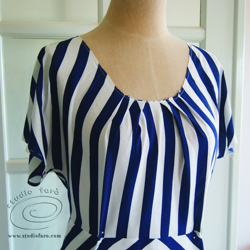studiofaro's tweet photo. I cut another of my new summer dress pattern in different fabric. Matching the stripes was harder, and the final fit so much bigger than my first sample. Has this happened to you?  #Imakemyclothes #patternmaking #studiofaro #patternpuzzles #matchingstripes https://t.co/vOSEyvhdV2 https://t.co/ALh09u1r1V
