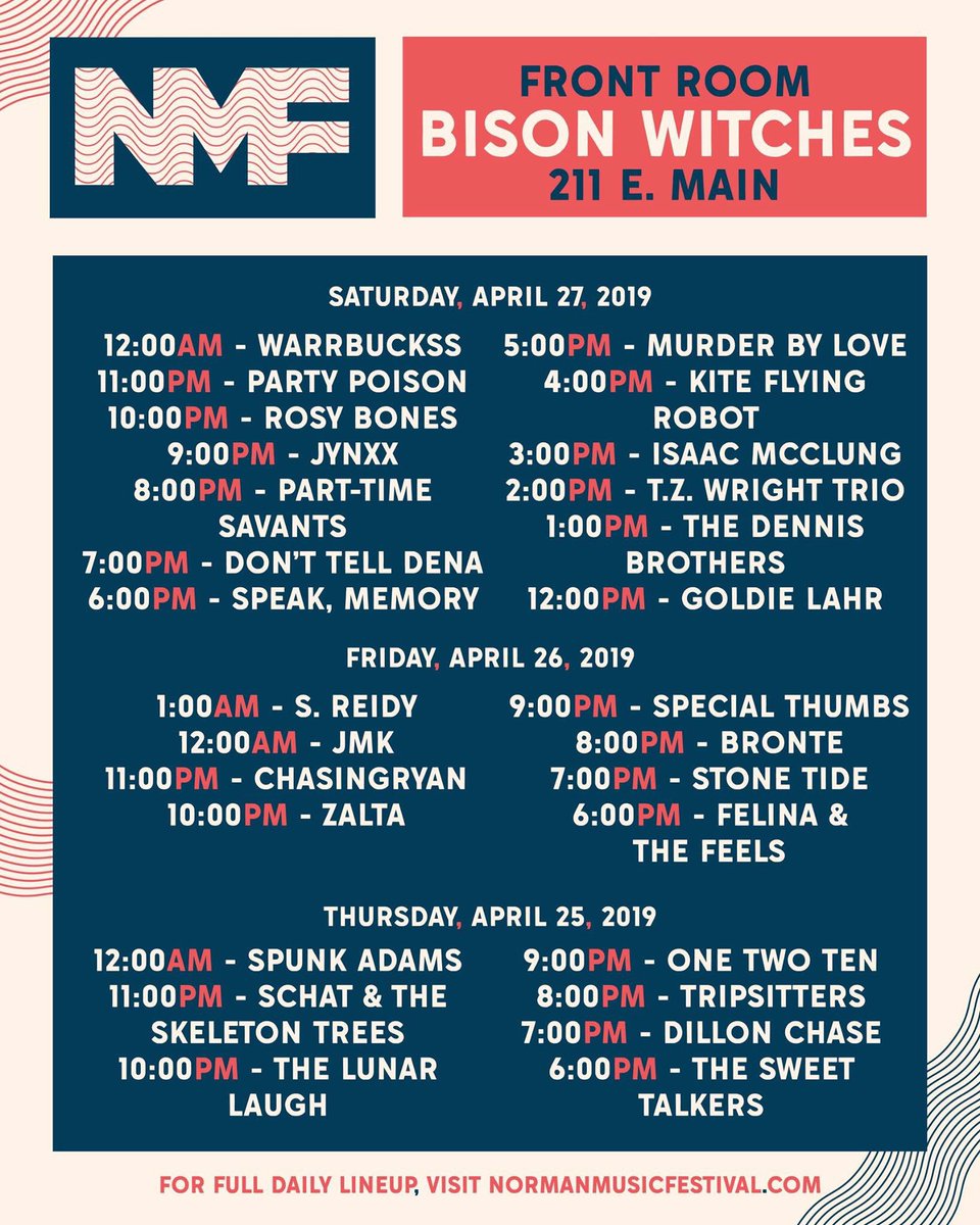 PartTimeSavants's tweet image. Gonna be jammin it up in the @NormanMusicFest with some other stellar acts!  This Sat at 8 pm in the front room of @bisonwitches_OK.  The show is free and open to the public (which is ya’ll) so come on down. #normanmusicfest #nmf #oklahomarock