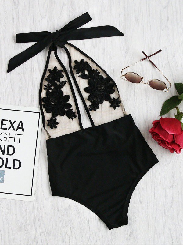Herisdosale's tweet photo. Flower Embroidery Halter Mesh Swimsuit. #swimsuit #swimwear #bikini #onepiece #summer #halters #sexy #woman #girls #fashion #trendy https://t.co/X71ON7W3MS