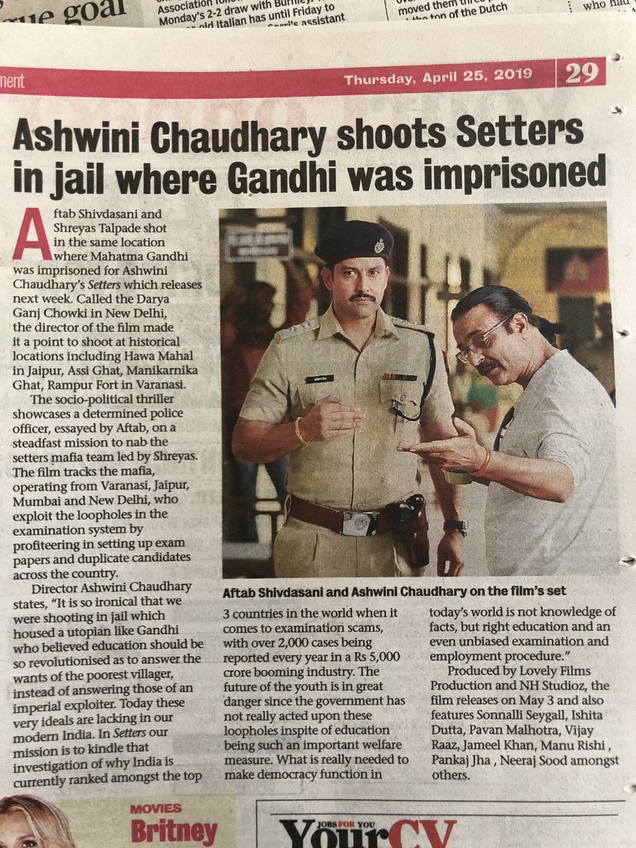 #setters Today Media Coverage #mumbaimirror  @DhoopAshwini @AftabShivdasani @shreyastalpade1 #pavanmalhotra #vijayraaz @ActorJameel @neerajsoodactor @manurishichadha #pankajJha @Anilcharanjeett @LovelyFilmsProd @nh_studioz Glimpse of #setters insider view .#03may2019