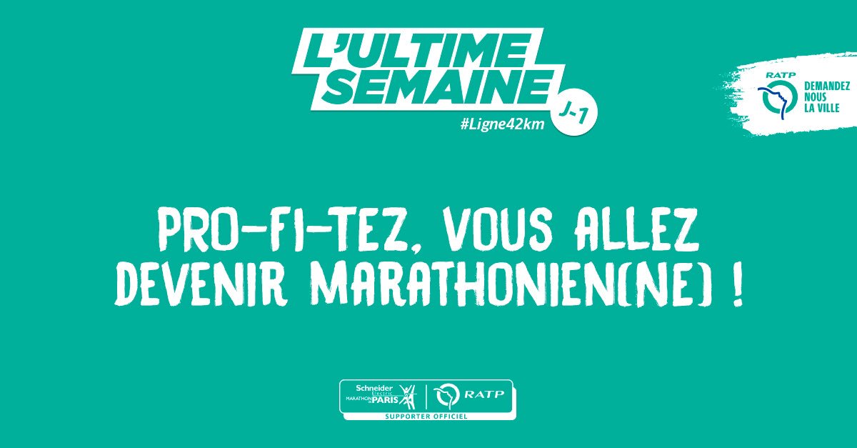 [#ParisMarathon J-1] On vous envoie toutes nos bonnes ondes pour demain, bonne chance ! 💪 #RATP #Ligne42km